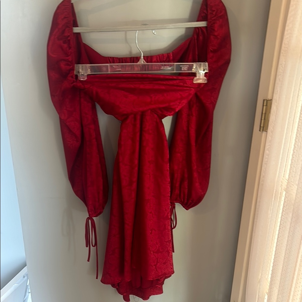 Lucy in the Sky Backless Red Floral Long Sleeve Dress